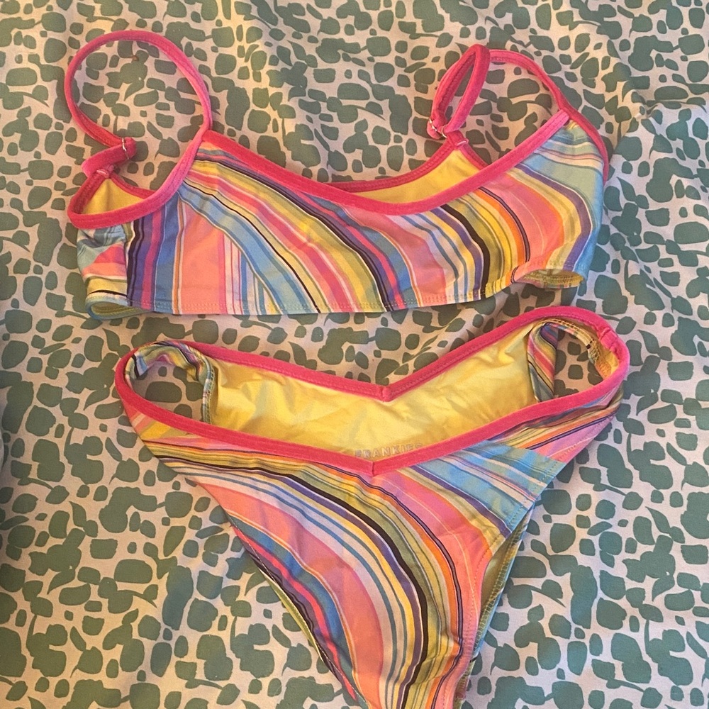 Frankie's Bikinis Yellow and Red Trim Bikini